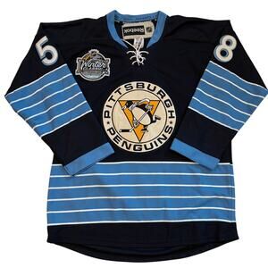 Pittsburg Penguins Letang #58 2011 Winter Classic Jersey Sz 48 Rare ERROR Reebok
